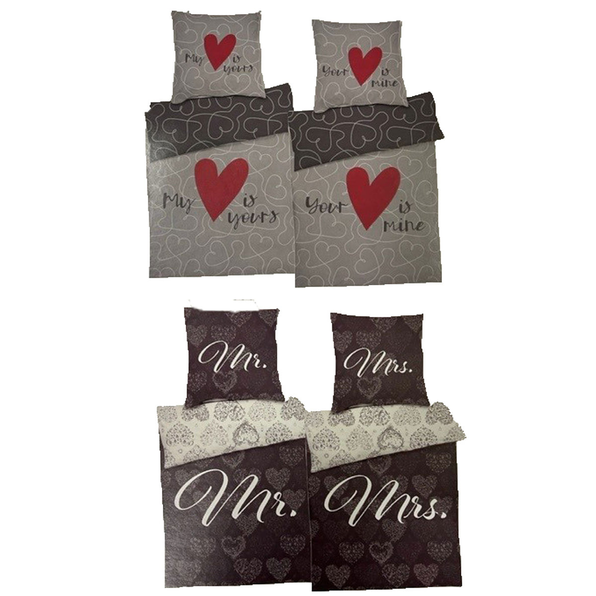 Partner Bettwäsche Baumwolle Wende 135x200 / 80x80 cm Set 4tlg. Mr.&Mr – aboutyourhome