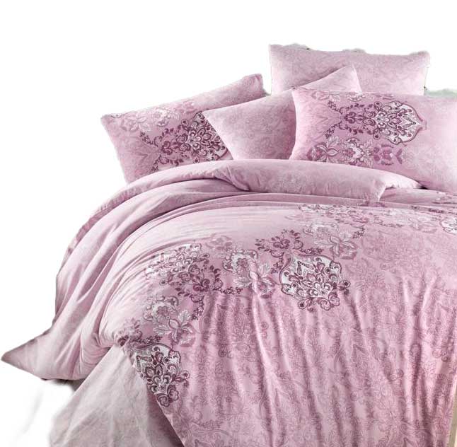 Bettwäsche Baumwolle 135x200 80x80 Set Blumen Ornamente Rosa