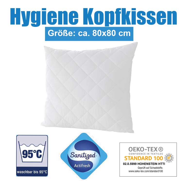 Kopfkissen Hygiene 80x80 cm Sanitized Kochfest Antibakteriell Hotel Pe – aboutyourhome