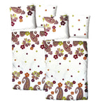 Baumwolle Satin Bettwäsche Blumen Ornamente Weiß Bunt 135x200 80x80