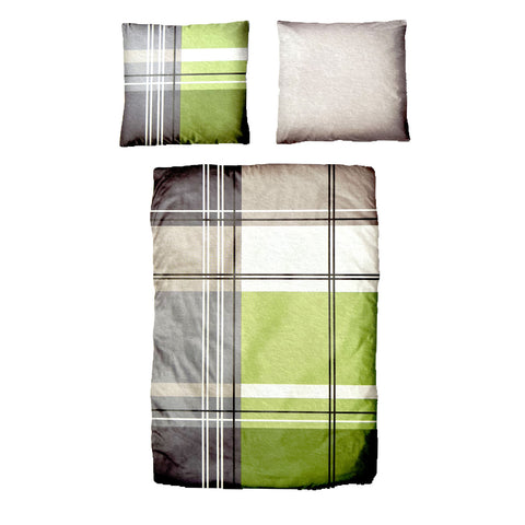 Baumwolle Satin Bettwäsche Karo Gau Grün 135x200 80x80 Set 2tlg. 4tlg.