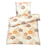 Baumwolle Satin Bettwäsche Blumen Weiß Orange 135x200 80x80
