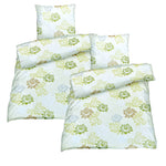Baumwolle Satin Bettwäsche Blumen Grün 135x200 80x80