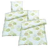 Baumwolle Satin Bettwäsche Blumen Grün 135x200 80x80