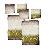 Baumwolle Satin Bettwäsche Blumen Grün Braun Weiß 135x200 80x80