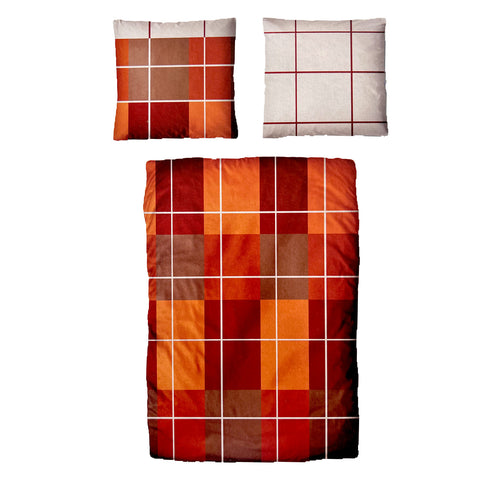 Baumwolle Satin Bettwäsche Kariert Rot 135x200 80x80cm