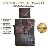 Renforce Bettwäsche Baumwolle HIS Grafisch Braun Schwarz 155x220 80x80cm