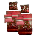 Baumwolle Satin Bettwäsche Blumen rot 135x200 80x80cm
