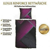Renforce Bettwäsche Baumwolle HIS Grafisch Lila Schwarz 155x220 80x80cm