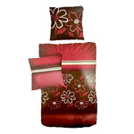 Baumwolle Satin Bettwäsche Blumen rot 135x200 80x80cm