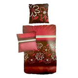 Baumwolle Satin Bettwäsche Blumen rot 135x200 80x80cm