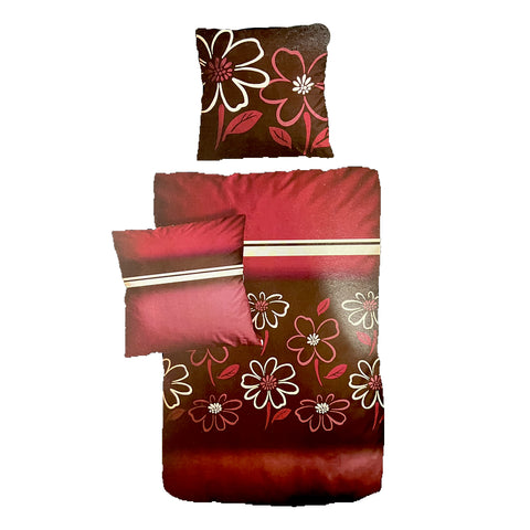 Baumwolle Satin Bettwäsche Blumen rot 135x200 80x80cm