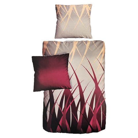 Hochwertige Biber Bettwäsche Baumwolle  Grafisch Beige Rot 155x220 80x80cm