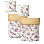 Baumwolle Satin Wendebettwäsche Blumen Weiß Orange 155x220 80x80cm