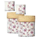 Baumwolle Satin Wendebettwäsche Blumen Weiß Orange 155x220 80x80cm