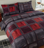 Hochwertige Biber Bettwäsche Baumwolle Karo Rot Grau 155x220 80x80cm