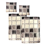 Hochwertige Biber Bettwäsche Baumwolle  Grafisch Grau Beige 155x220 80x80cm