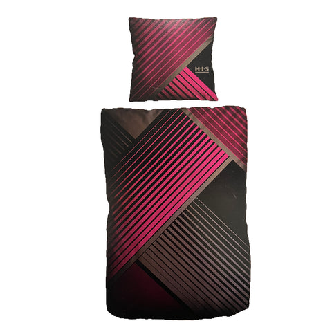 Baumwolle Satin Bettwäsche Grafisch Lila Schwarz 155x220 80x80cm