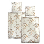 Baumwolle Satin Bettwäsche Blumen Weiß Grau  155x220 80x80cm
