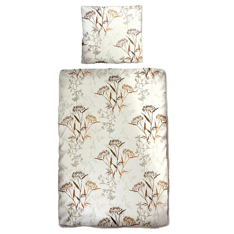 Baumwolle Satin Bettwäsche Blumen Weiß Grau  155x220 80x80cm