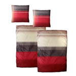 Hochwertige Biber Bettwäsche Baumwolle Streifen Rot Grau 155x220 80x80cm