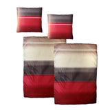 Hochwertige Biber Bettwäsche Baumwolle Streifen Rot Grau 155x220 80x80cm