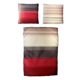 Hochwertige Biber Bettwäsche Baumwolle Streifen Rot Grau 155x220 80x80cm