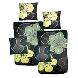 Hochwertige Baumwolle Satin Bettwäsche Blumen Grün Schwarz  155x220 80x80cm