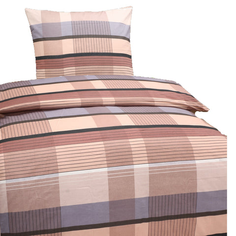 Hochwertige Baumwolle Bettwäsche Kariert Beige 135x200 80x80cm