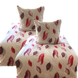 Bettwäsche Fleece Winter Blätter Weiß Rot 2tlg. 4tlg. 135x200 80x80