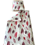 Bettwäsche Fleece Winter Blätter Weiß Rot 2tlg. 4tlg. 135x200 80x80