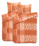 Hochwertige Biber Bettwäsche Baumwolle Blätter Orange 2tlg. 4tlg. 135x200 80x80