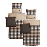 Renforce Bettwäsche Baumwolle Kariert Beige Grau 155x220 80x80cm