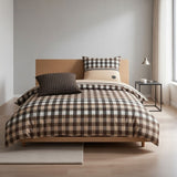 Renforce Bettwäsche Baumwolle Kariert Beige Grau 155x220 80x80cm