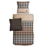 Renforce Bettwäsche Baumwolle Kariert Beige Grau 155x220 80x80cm