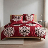 Satin Bettwäsche Baumwolle Ornamente Rot 155x220 80x80cm