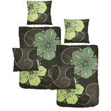 Satin Bettwäsche Baumwolle Blumen Grün Grau 155x220 80x80cm