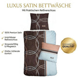 Satin Bettwäsche Baumwolle Kreise Blau 155x220 80x80cm