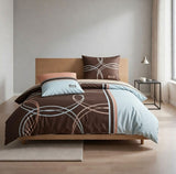Satin Bettwäsche Baumwolle Kreise Blau 155x220 80x80cm