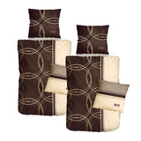 Satin Bettwäsche Baumwolle Kreise Braun Beige 155x220 80x80cm