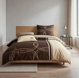 Satin Bettwäsche Baumwolle Kreise Braun Beige 155x220 80x80cm