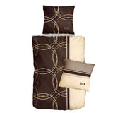 Satin Bettwäsche Baumwolle Kreise Braun Beige 155x220 80x80cm