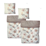 Satin Wendebettwäsche Baumwolle Blumen Weiß Grau 155x220 80x80cm