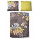 Renforce Bettwäsche Baumwolle Blumen Grau Grün 155x220 80x80cm