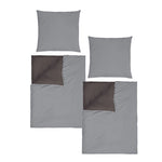 Bettwäsche Baumwolle Uni Wende 135x200 / 80x80 cm Set 2tlg. 4tlg. Rosa Grau Beige