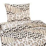 Bettwäsche Seersucker Mikrofaser Leopard 2tlg.4tlg.135x200 80x80 Beige