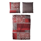 Satin Bettwäsche Baumwolle Ornamente Rot 155x220 80x80cm