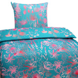 Mikrofaser Satin Bettwäsche  Blumen 135x200 80x80 Set 2tlg. 4tlg. Hochwertig Blau Pink