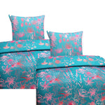 Mikrofaser Satin Bettwäsche  Blumen 135x200 80x80 Set 2tlg. 4tlg. Hochwertig Blau Pink