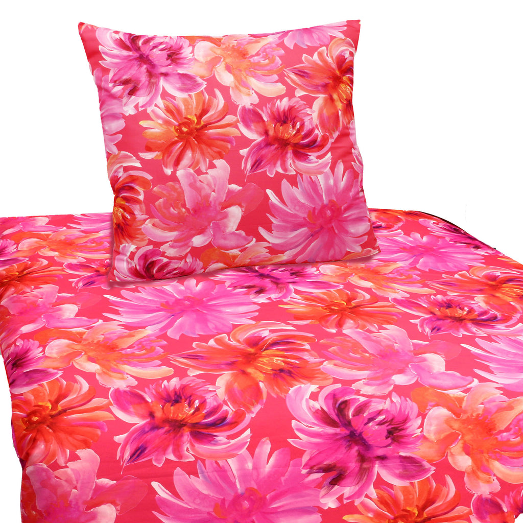 Mikrofaser Satin Bettwäsche Blumen 135x200 80x80 Set 2tlg. 4tlg. Hochw – aboutyourhome